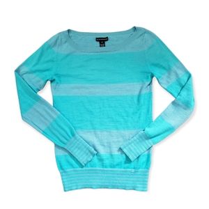 CLUB MONACO Light Weight Striped Sweater Blue and Gray Sz Small